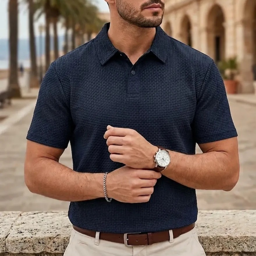 Camisa Polo Texturizada Masculina Old Money Casual Premium (P ao G1)