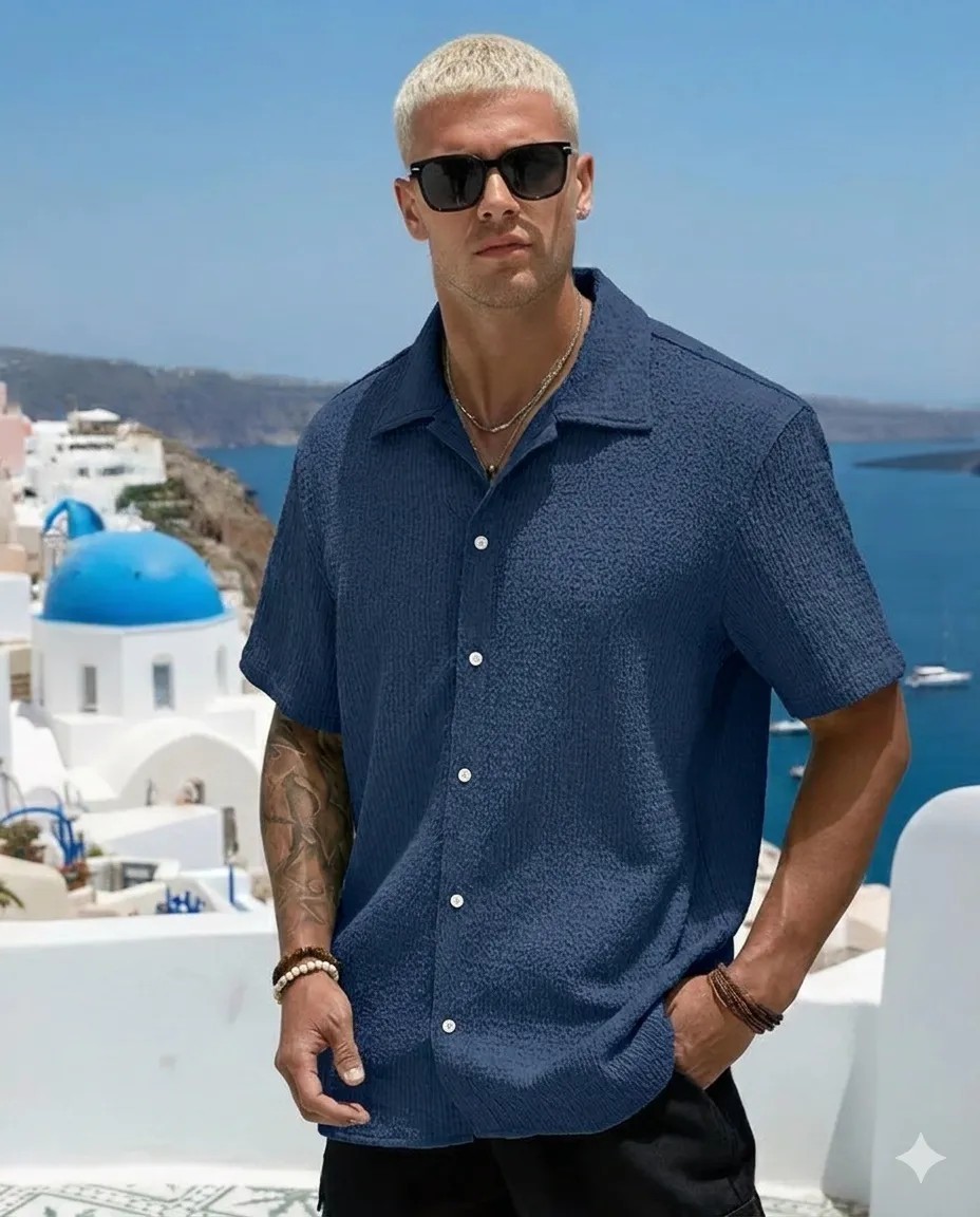 Camisa Casual Masculina Texturizada C/botões (P ao GG)
