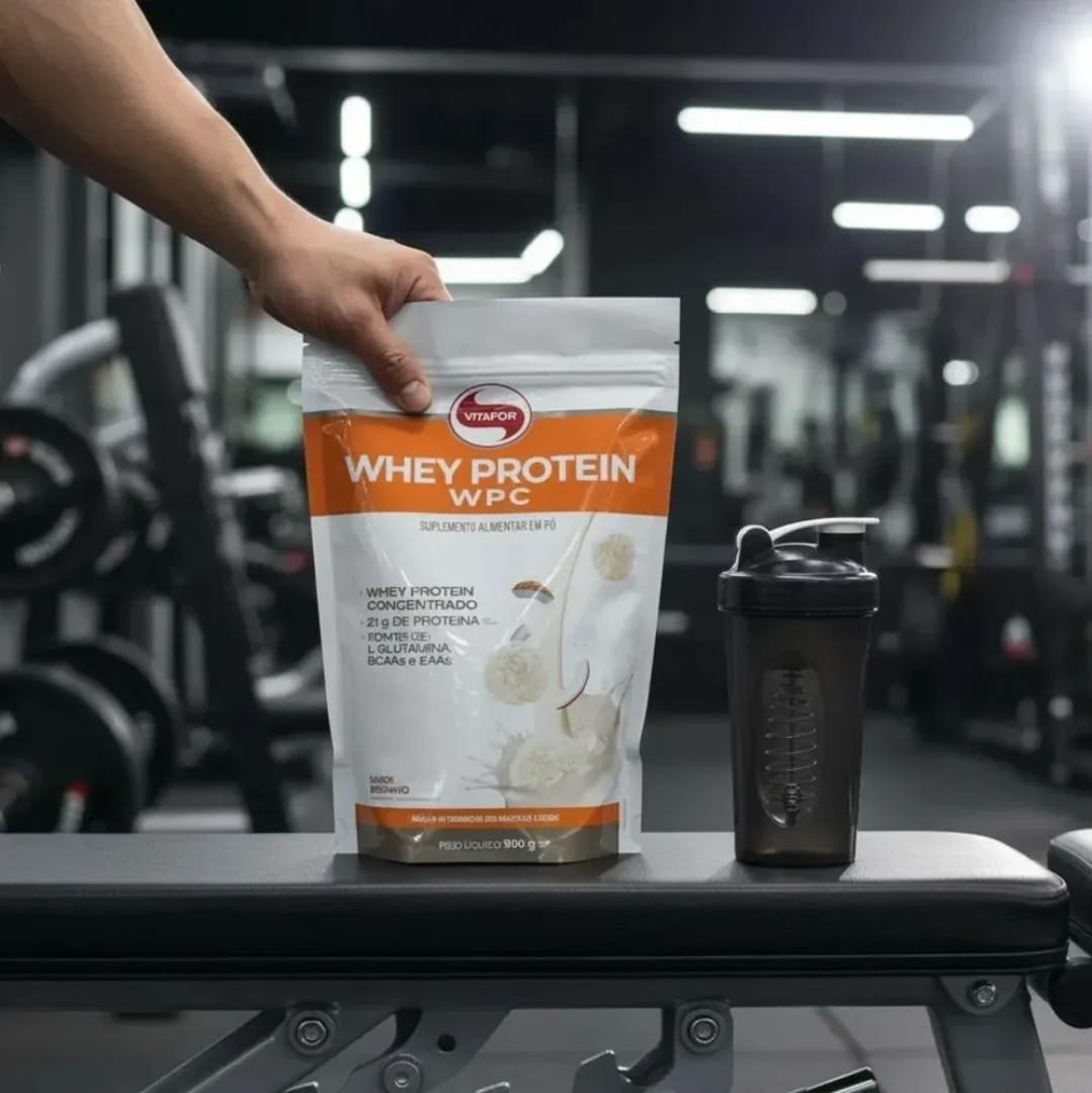 Whey Vitafor Concentrado Wpc 21g Proteína Refil 900g Mousse De Maracujá