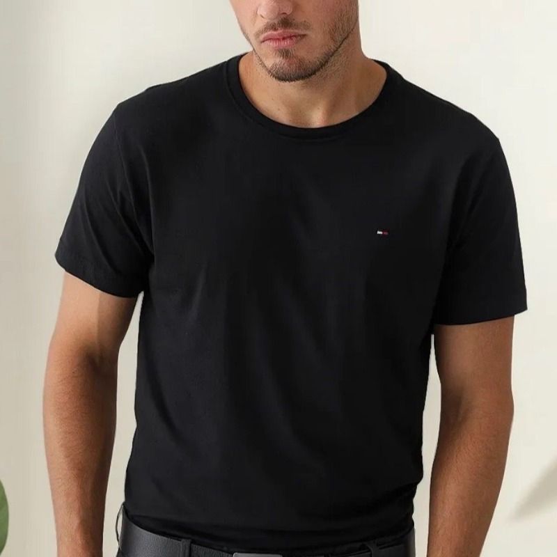 Camiseta Tommy Hilfiger Essential Cotton Preta - Original (P ao G4)