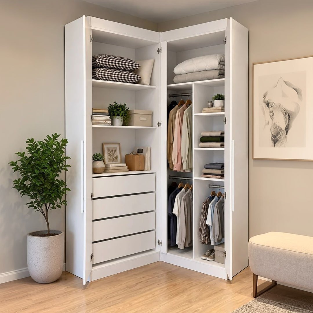 Guarda-roupa Dormitório Casal Canto Com 4 Portas Versatille Branco