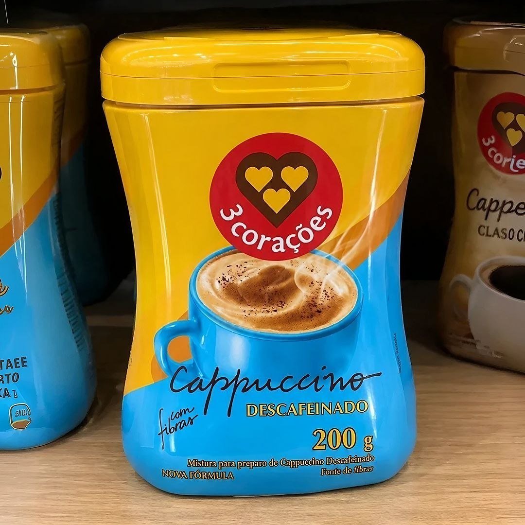 3 Corações Cappuccino Descafeinado, 200g, Moído