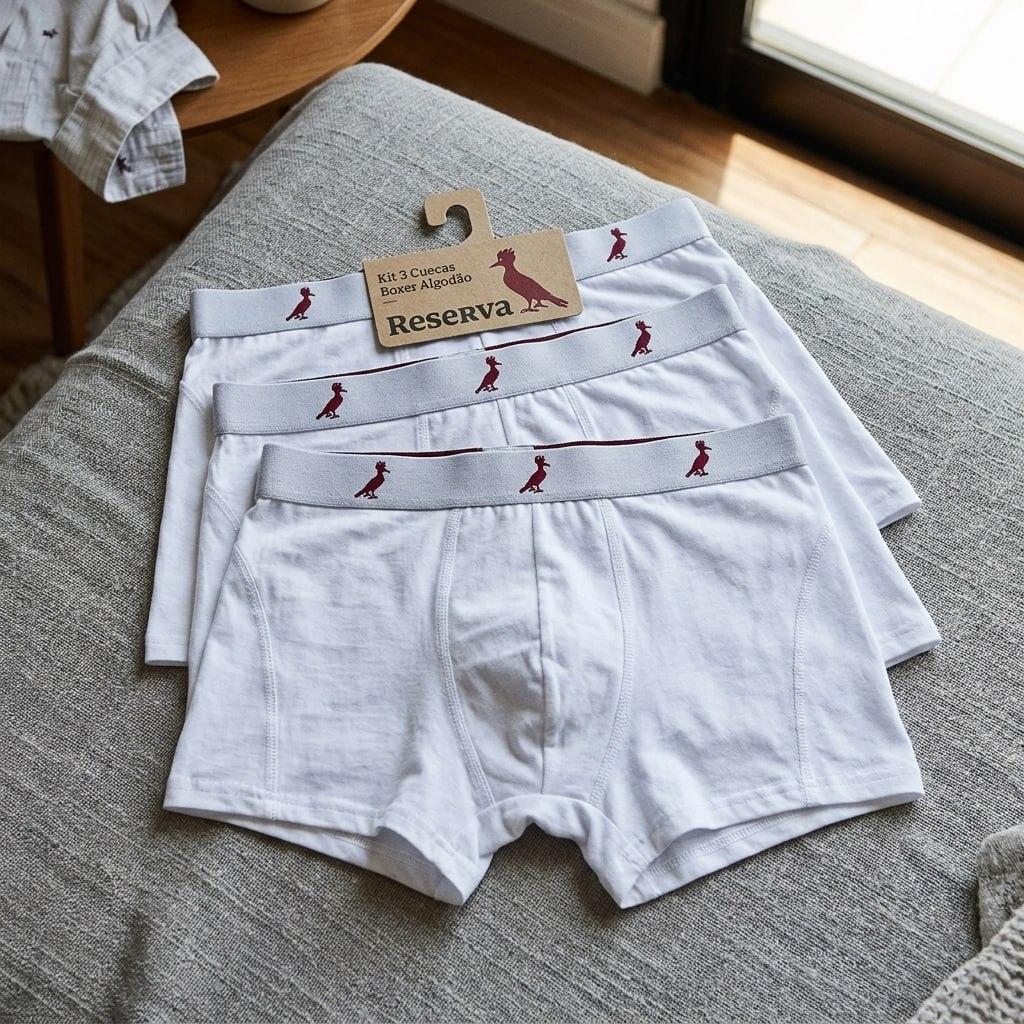 Kit 3 Cuecas Boxer Algodão Reserva
