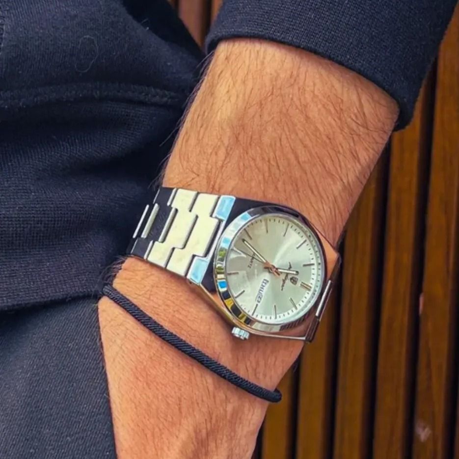 Relógio Masculino Clássico Luxo Social Aço Inox Porto Old Money Prateado Branco