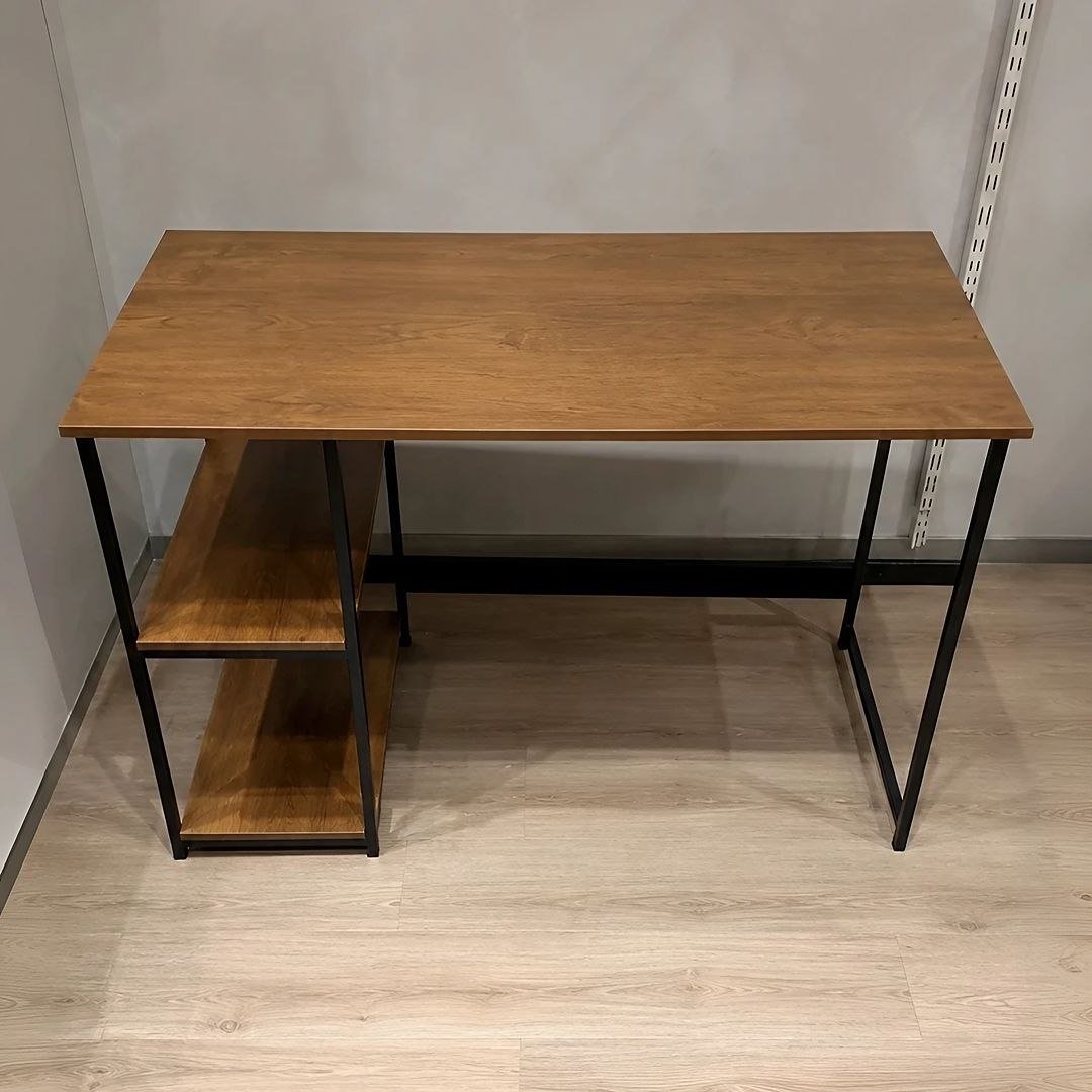 Mesa Escrivaninha Mesa Office Estudo Estilo Industrial Cor Preto Imbuia 1,10m KLM