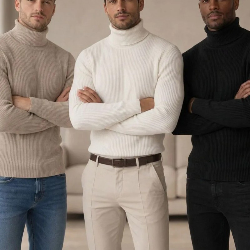 Kit 3 Blusa Cacharrel Gola Alta Masculina Inverno Estiloso (PP ao GG)