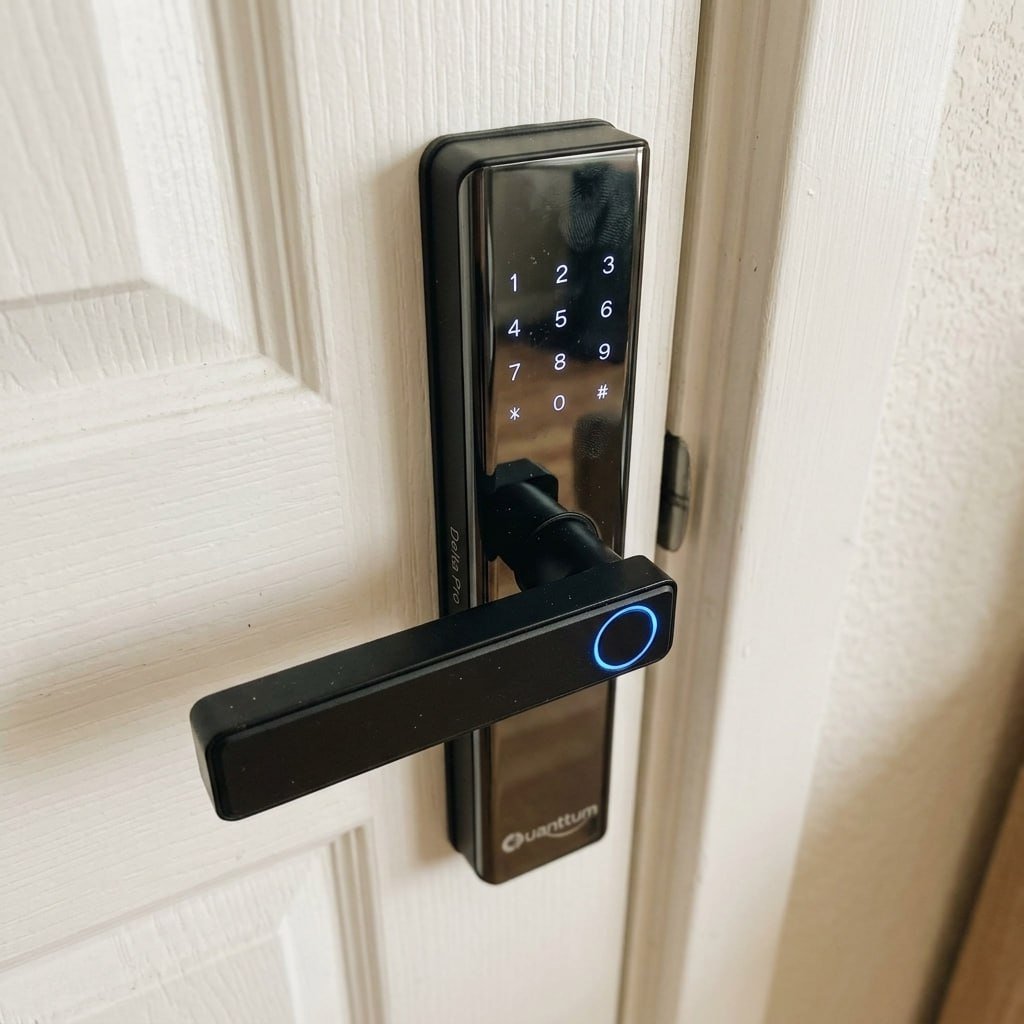 Fechadura Digital Kuanttum Delta Pro Wi-Fi Com Biometria e Senha Para Porta