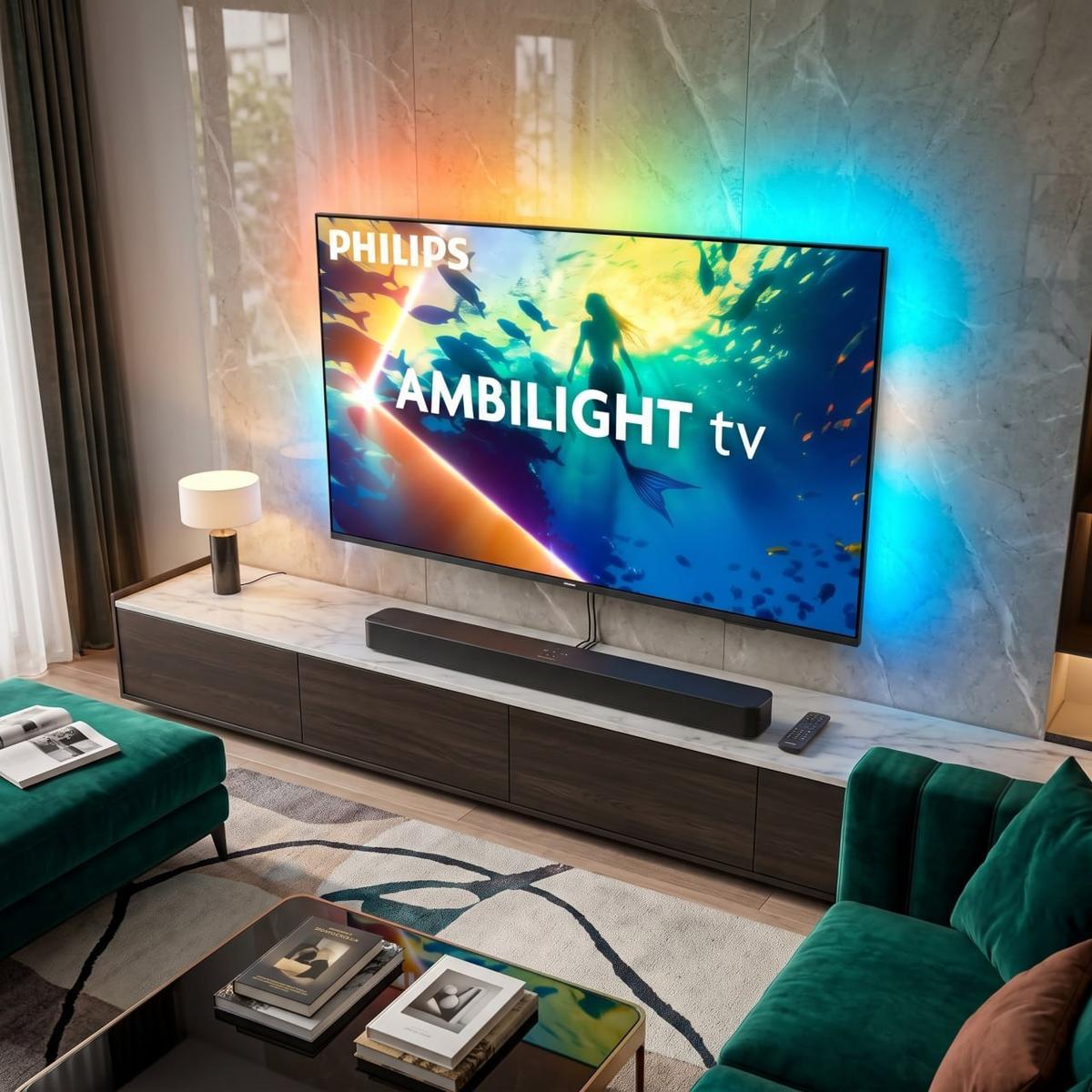 Philips Smart TV Ambilight 55" 4K, 55PUG8100/78 + Soundbar TAB4000