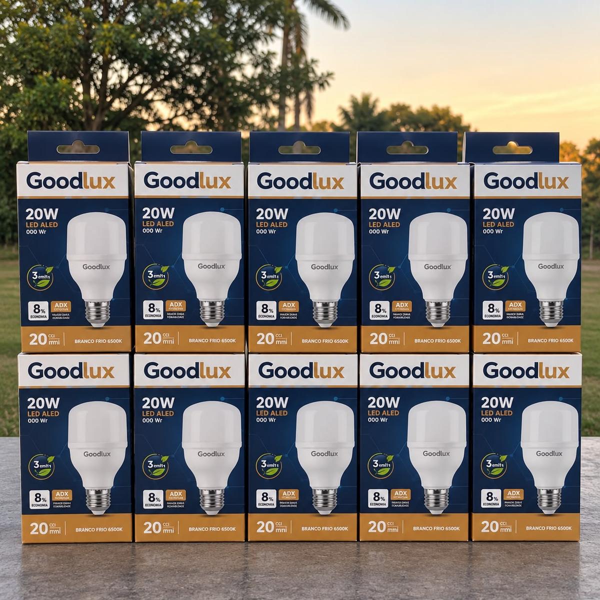 Kit 10 Lampadas Led 20w Bulbo 6500k Luz Branca Luz Branco Frio 127/220v Goodlux