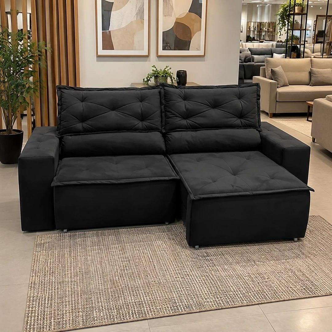 Sofá Retrátil Reclinável 2 Lugares Molas 1,50m Livia Suede