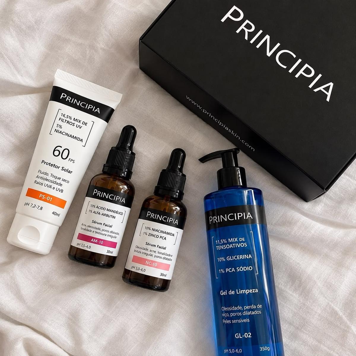 Principia Kit Anti-Manchas Essencial - Gel de Limpeza GL-02 - Sérum Facial NC-10 - Sérum Facial AM-10 - Protetor Solar 60 FPS