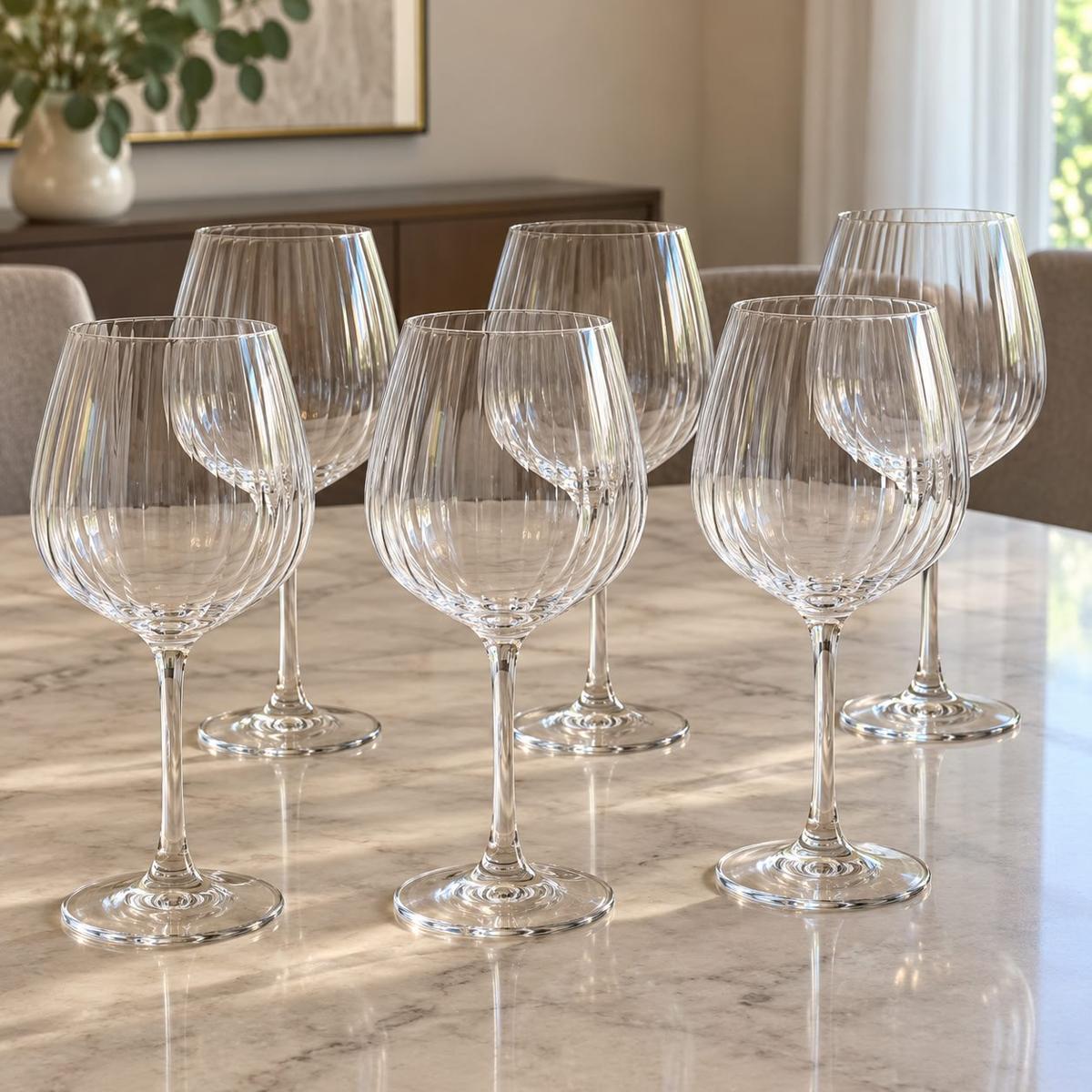 Cj 6 Taças De Vinho De Cristal Columba Optic 640ml - Wolff