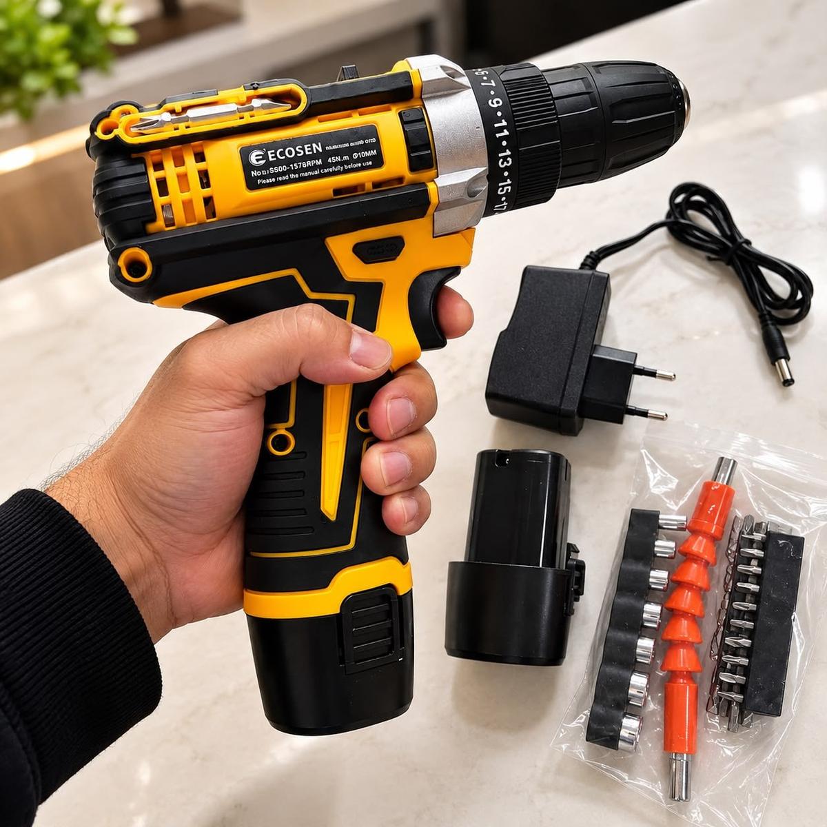 Parafusadeira Furadeira Sem Fio De 10mm 3/8 2 Bateria Lítio