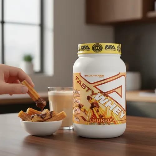 Proteína Adaptogen Tasty Whey 24g Sabor Churros 900g Sem Glúten