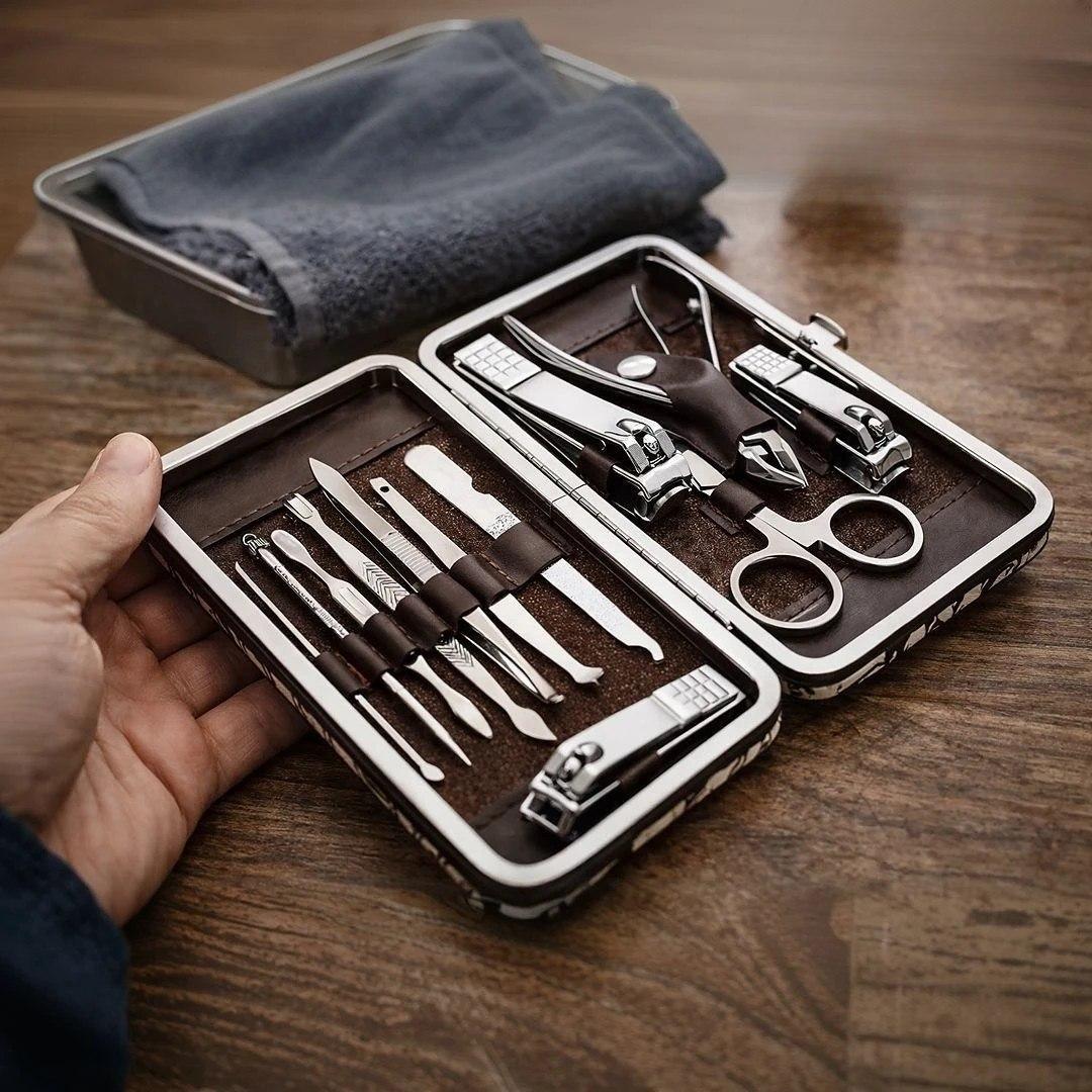 Kit Manicure Portátil Estojo Alicate Cortador De Unha 12 Pç
