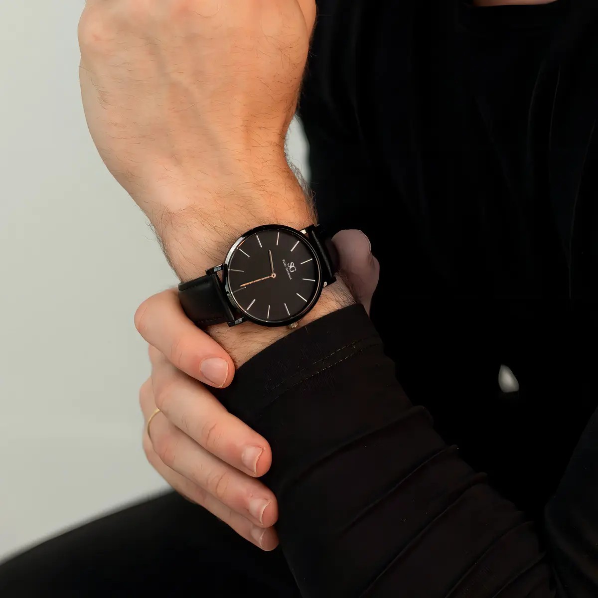 Relógio Masculino Saint Germain Murray Full Black de Couro Sintético Preto