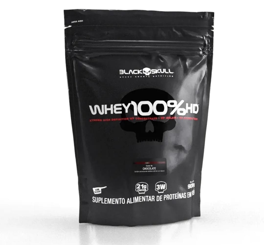 Whey 100% Hd Refil Black Skull - 900g (wpc, Wpi E Wph) Sabor Baunilha