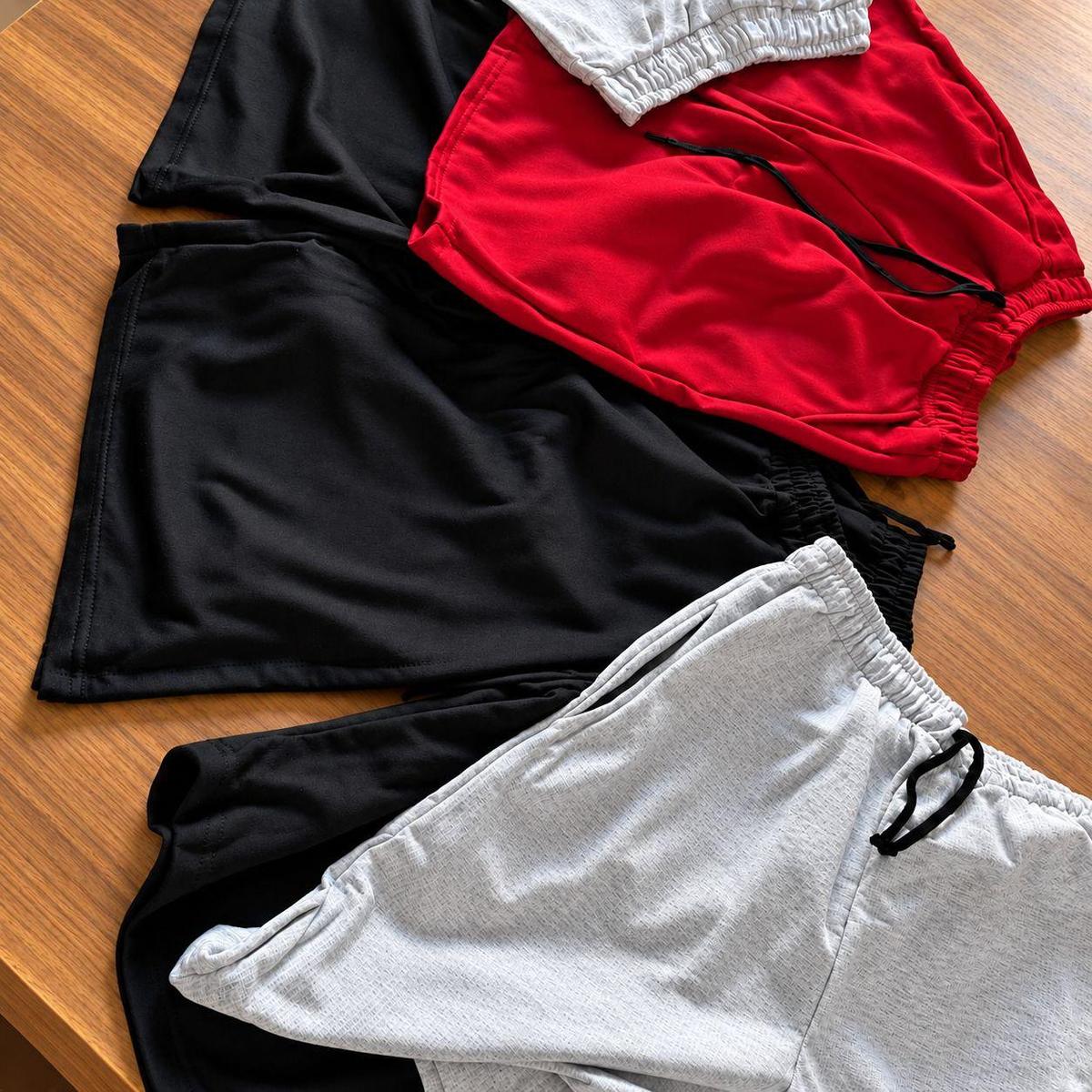 Kit 5 Bermuda Short Moletom Masculino Bolso Academia Corrida