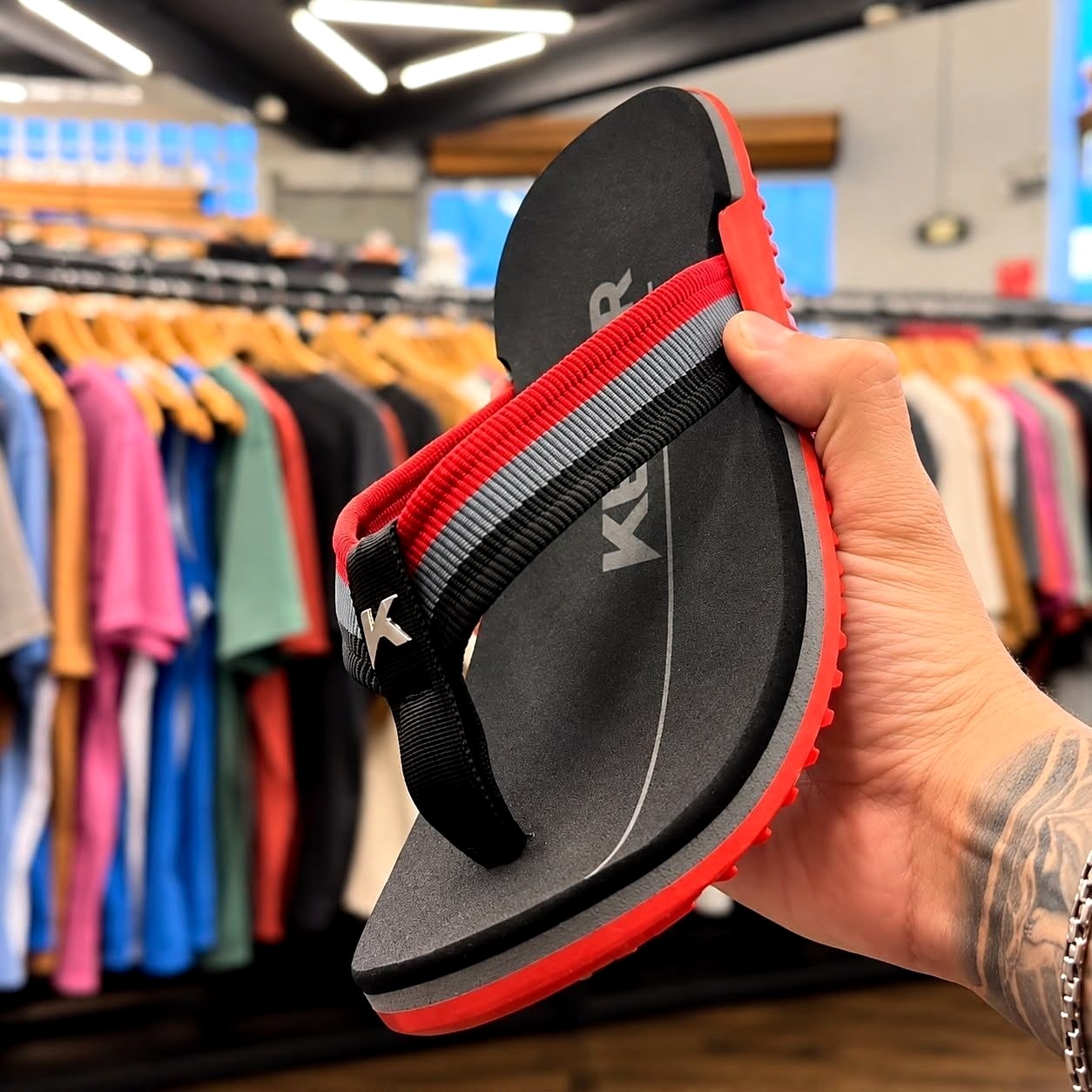 Sandália Kenner Unissex Nk6 Pro Vermelho/cinza/preto Liso 41