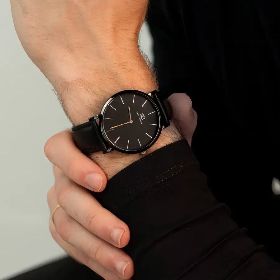 Relógio Masculino Saint Germain Murray Full Black de Couro Sintético Preto