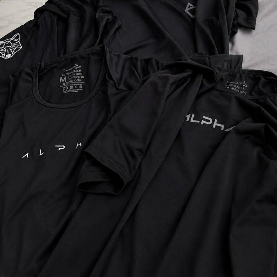 Kit com 5 Camisetas Dry All Black Alpha