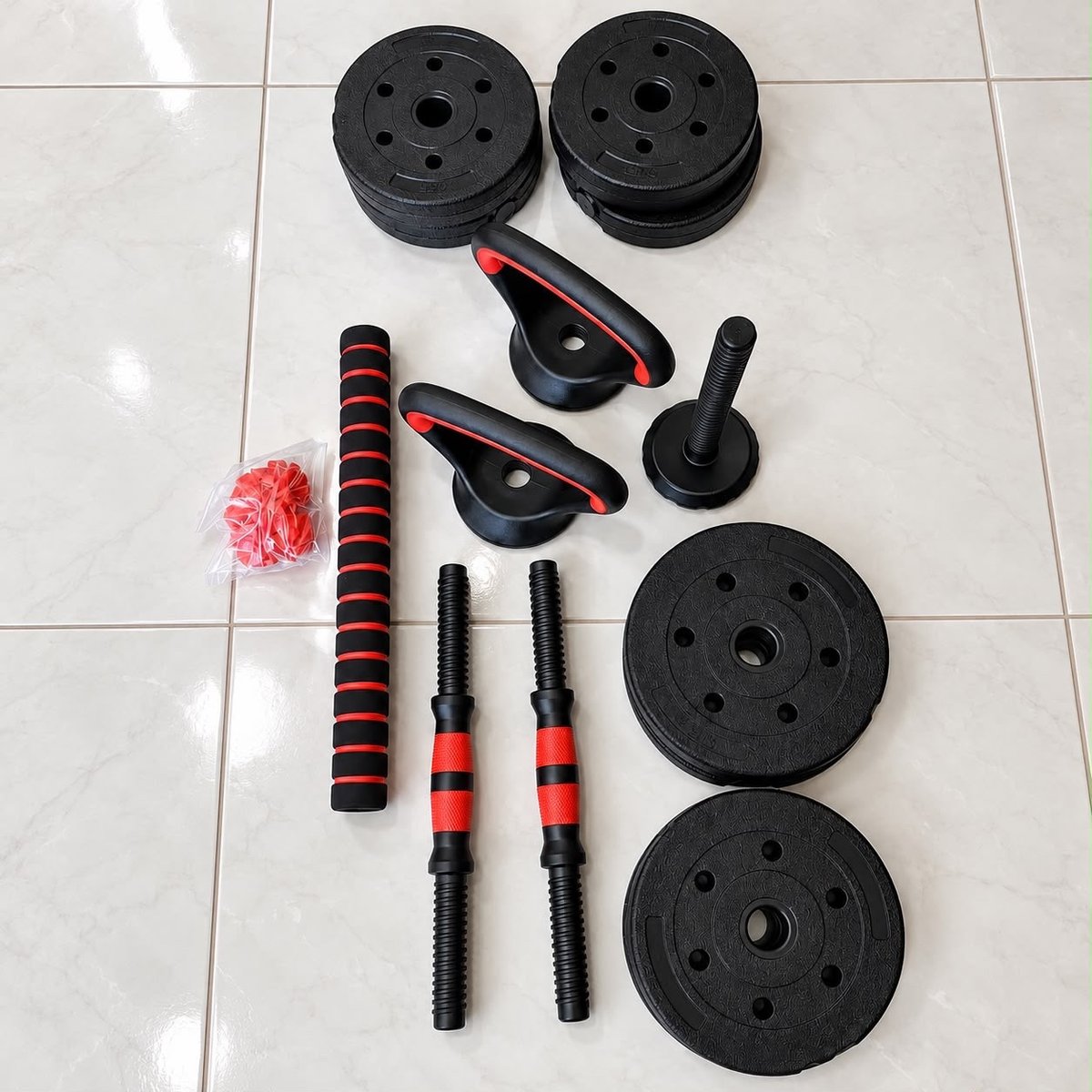 Kit Halteres 6 em 1 Peso Musculação 15kg Ajustável