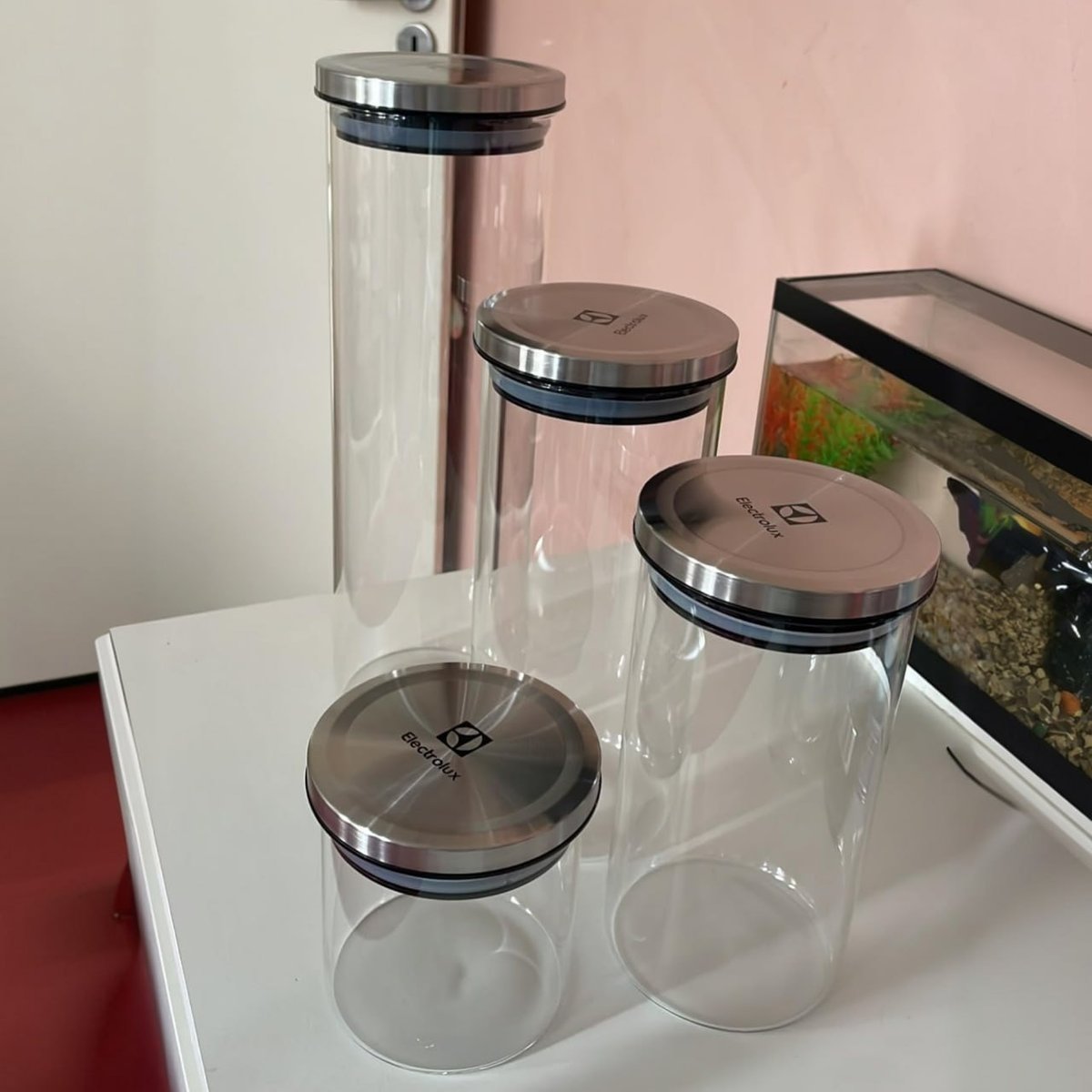 Kit Potes De Vidro Porta Mantimentos Herméticos 4 Uni