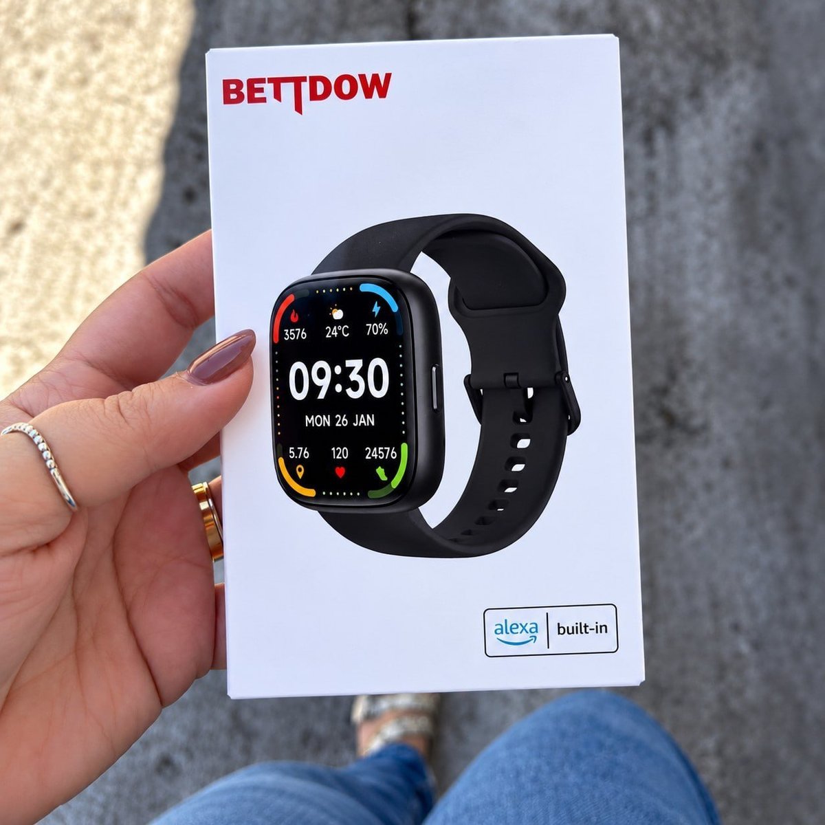 Bettdow SmartWatch, relogio smartwatch com Ecrã tátil e Alexa, à prova d'água IP68
