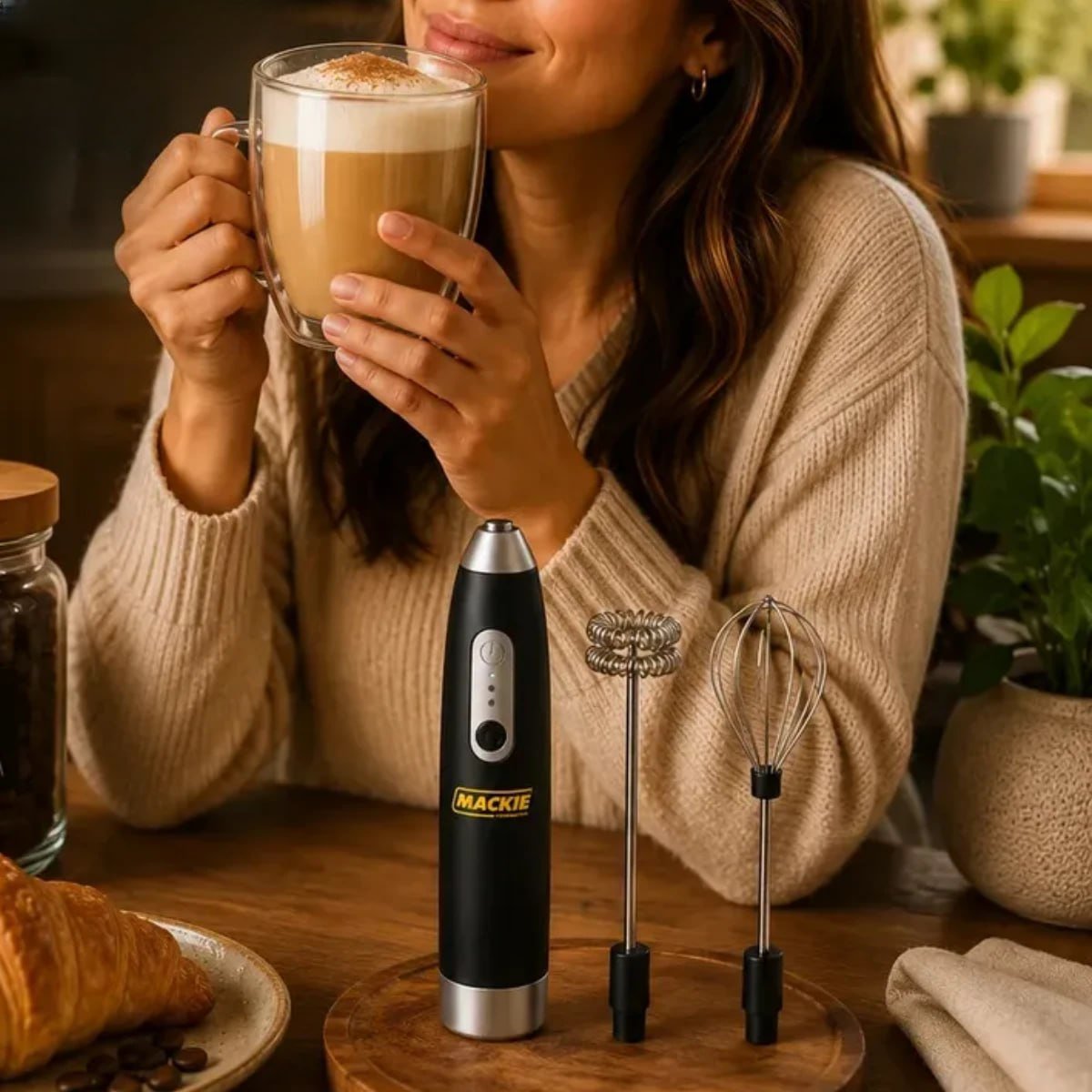 Mini Mixer Elétrico Portátil Misturador De Bebidas Café Leite Cappuccino Whey