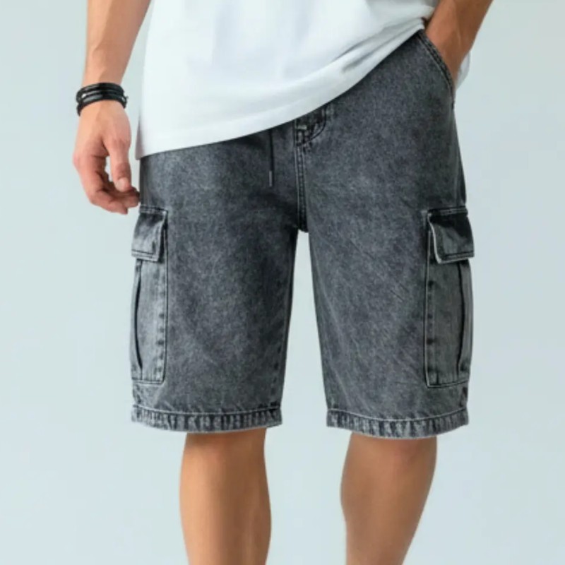 Bermuda Jeans Cargo Baggy Masculina Streetwear Mesclada (34 ao 44)