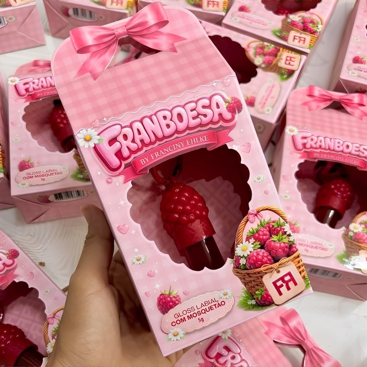 Gloss Labial Franboesa Lip Gloss Brilho Hidratante Efeito Luminoso Maquiagem Para Lábios