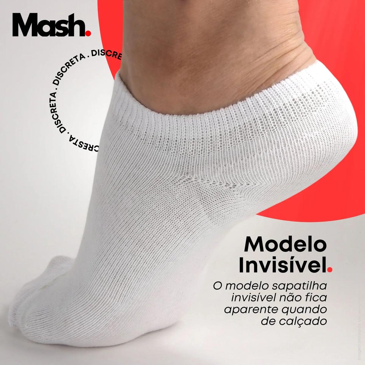 Kit 10 Pares Meia Invisível Soquete Algodão Confortável Mash