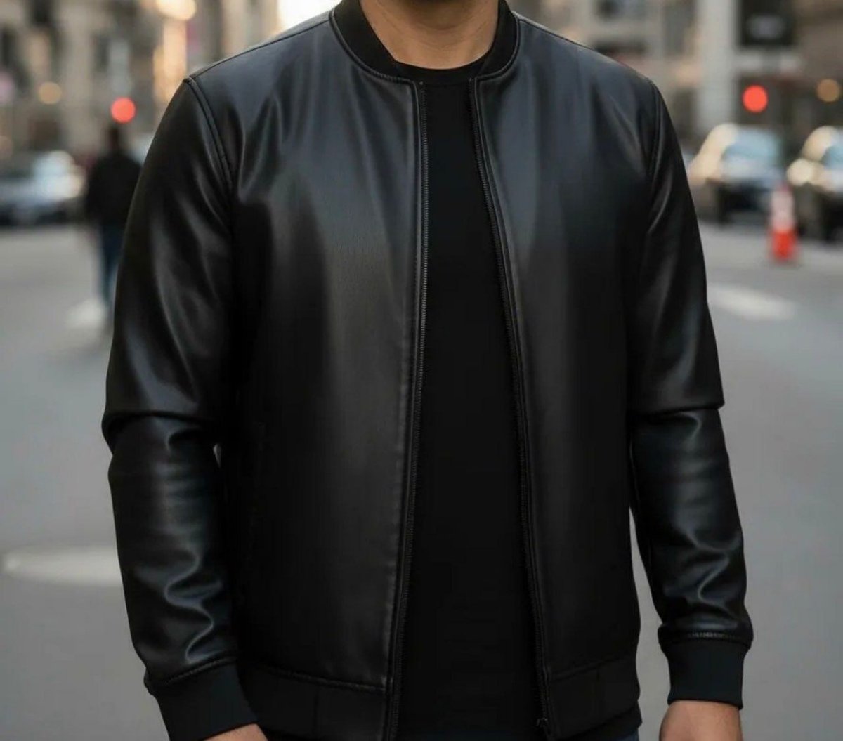 Jaqueta Bomber Courino Masculina Preta Com Zíper