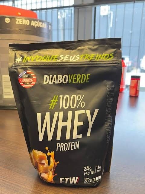 100% Whey Protein 900g Sabor Doce De Leite Diabo Verde - Ftw