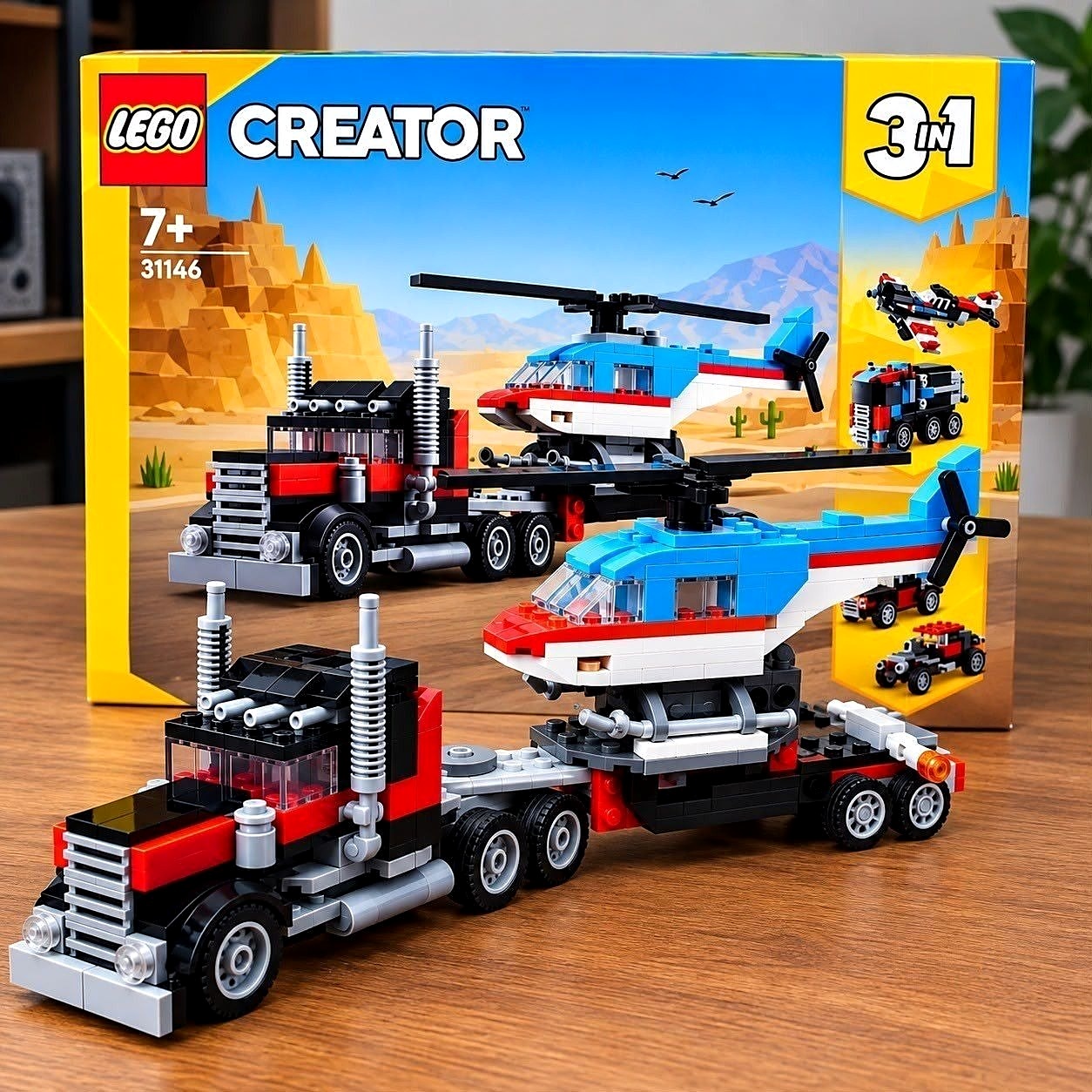 🧱 LEGO Creator 3 em 1 Caminhão Plataforma com Helicóptero