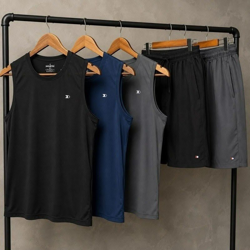 Kit 3 Camisas Regata Dry-fit Sandrini + 2 Short Tactel