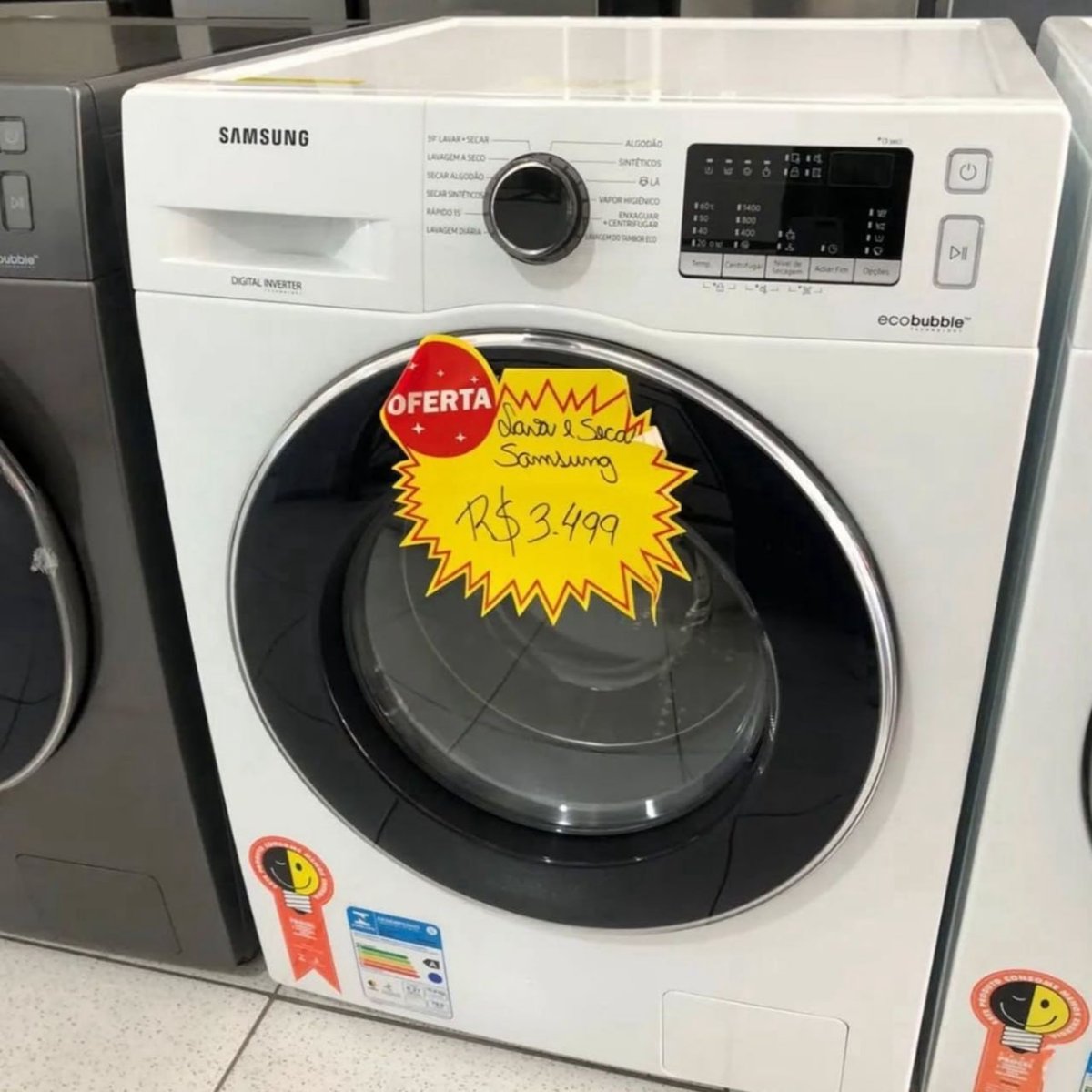 Lava E Seca Samsung Wd11m Com Digital Inverter Branca 11kg Cor Branco