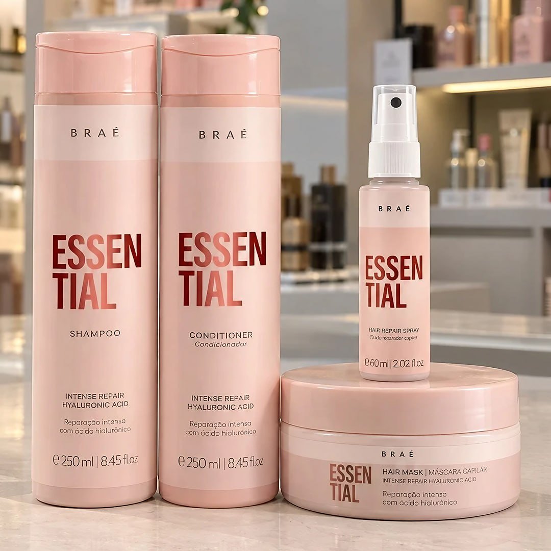 Kit Braé Essential Shampoo + Condicionador + Máscara + Fluido
