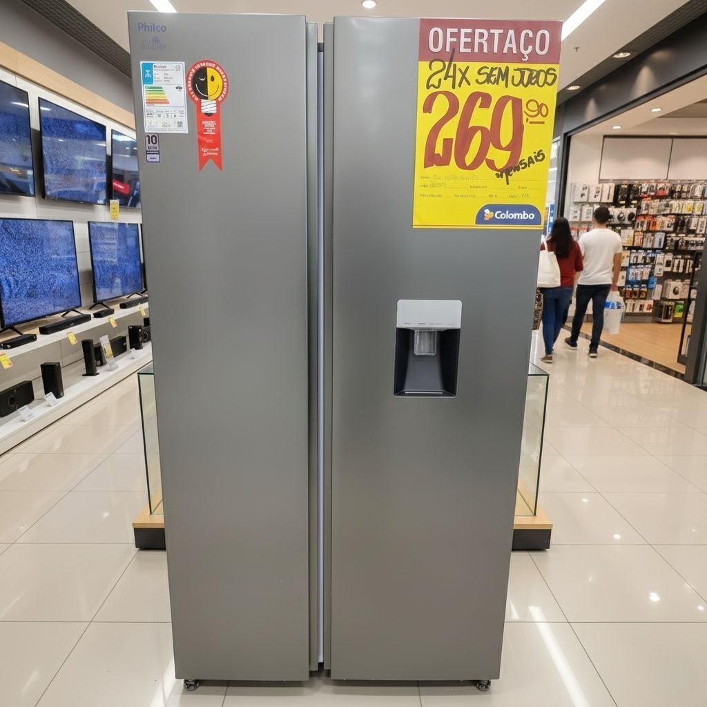 Geladeira Philco Side By Side PRF535ID Eco Inverter 434L Inox 220v
