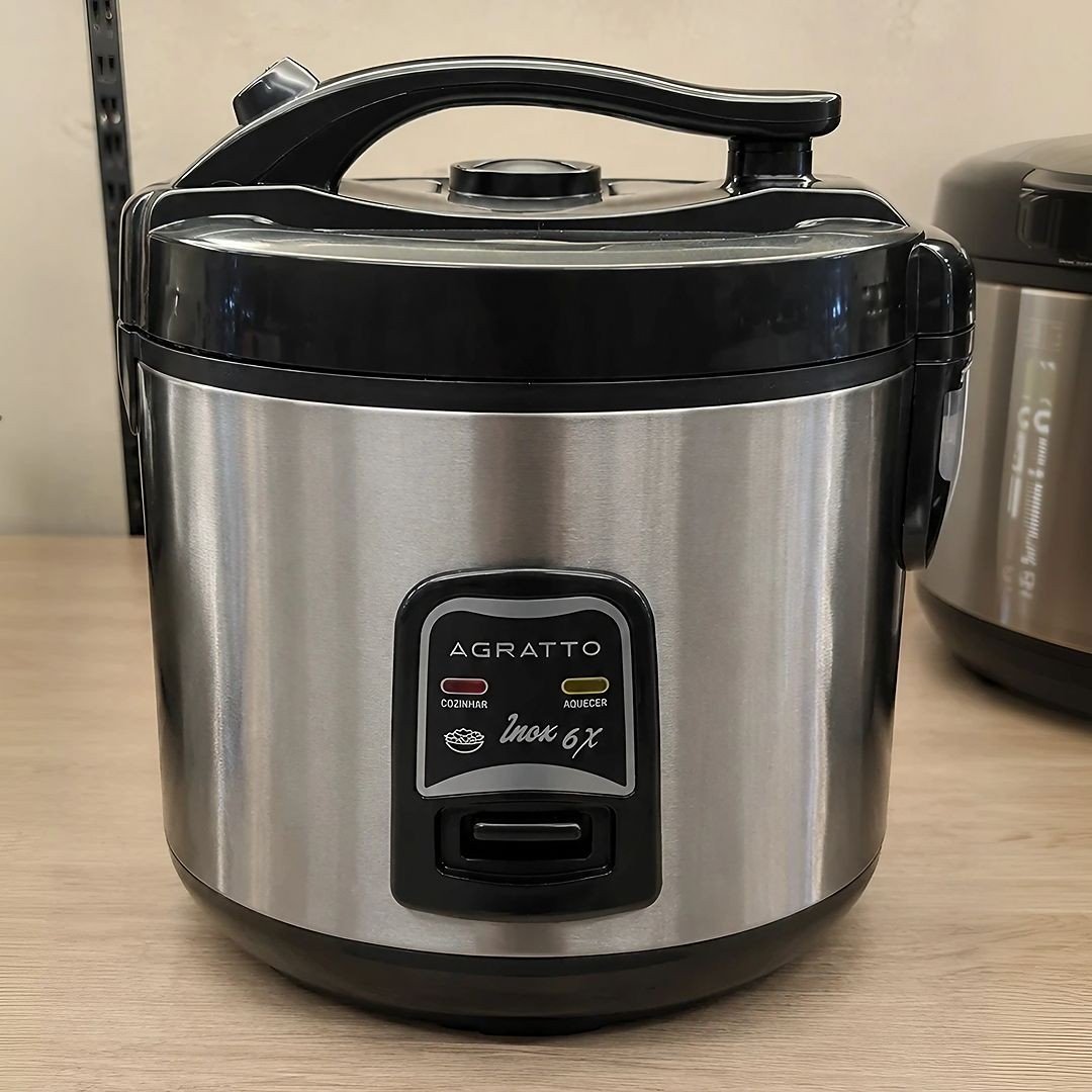 Panela Elétrica de Arroz e Legumes 6 Xícaras Antiaderente 400W Arrozeira Inox Agratto