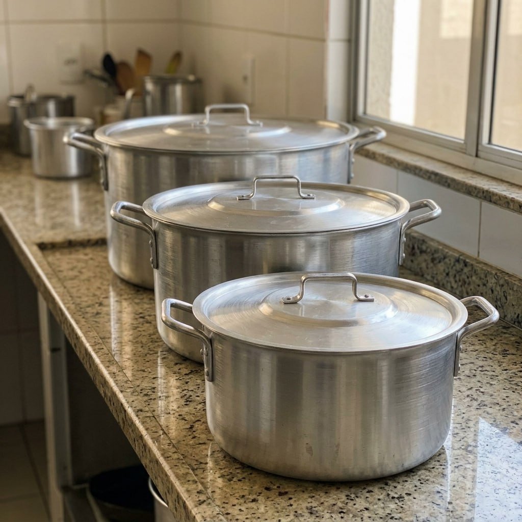 Kit Panela Feijoada Caldo De Alumínio 3 Peças Industrial Prateado