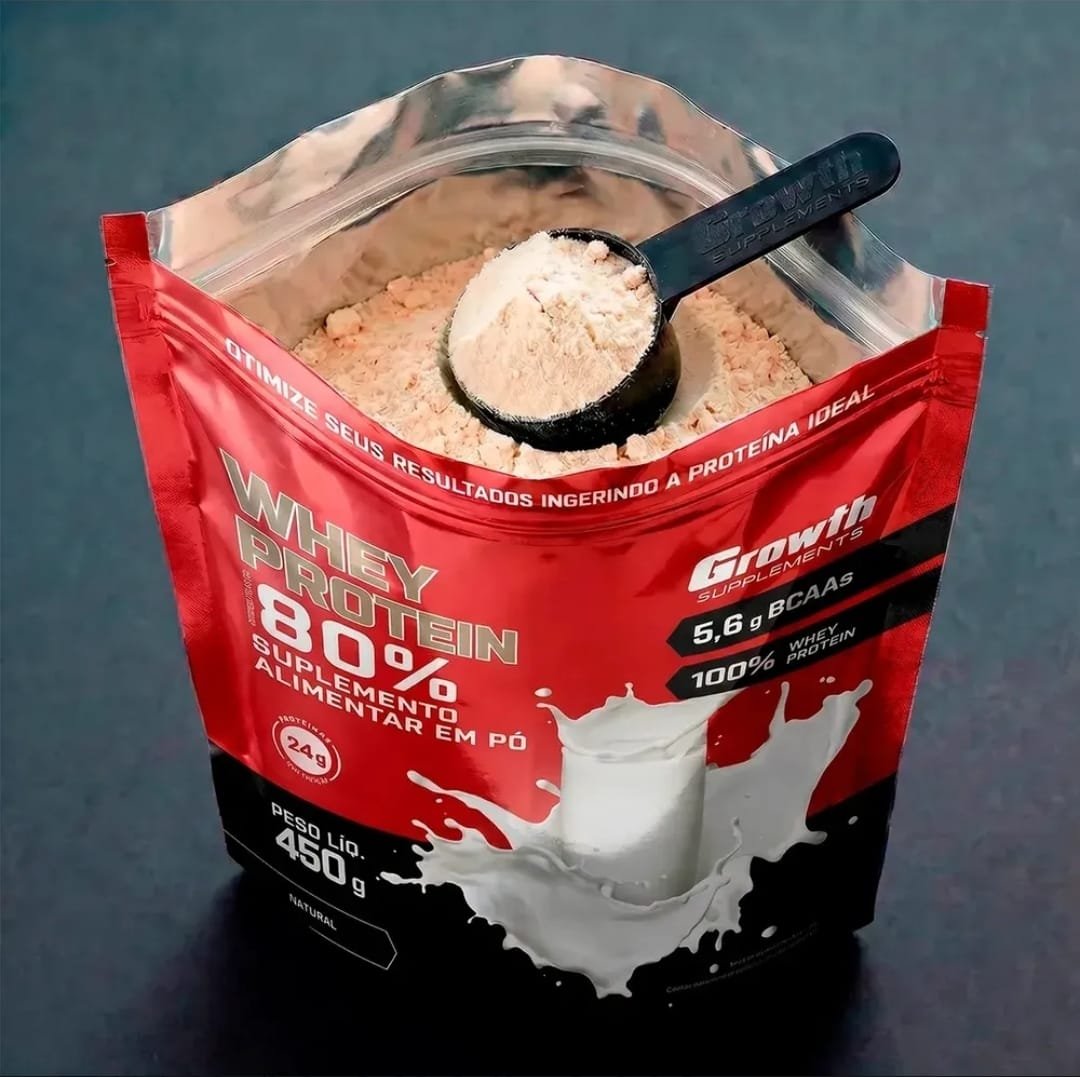 Whey Protein Concentrado 450g Growth Supplements Natural