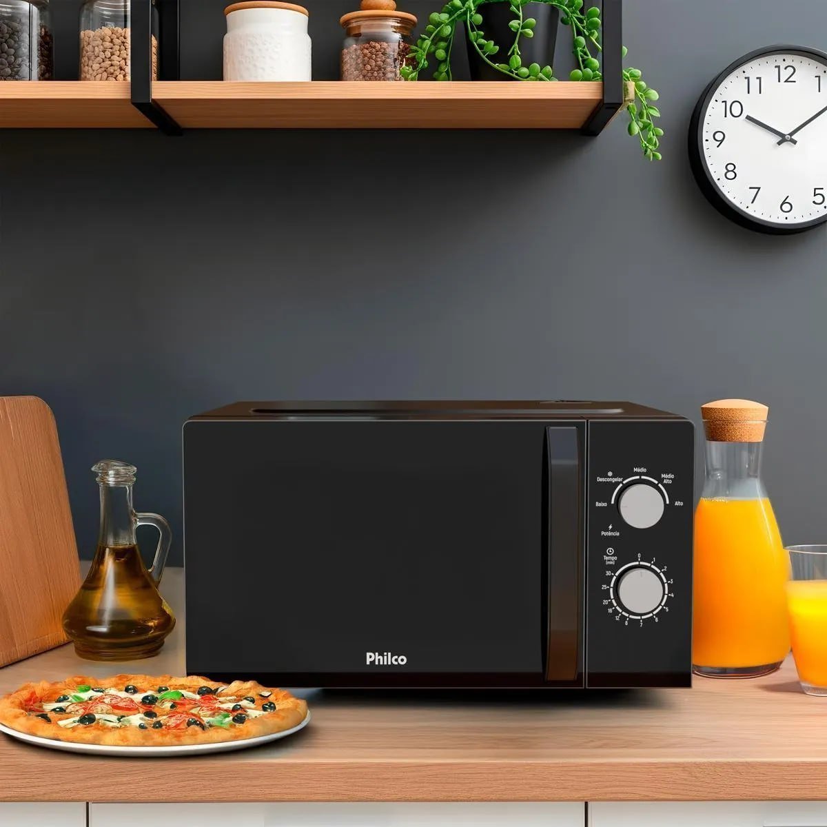 Micro­ondas Philco 20l Preto Mecânico Limpa Fácil PMO23M 127v