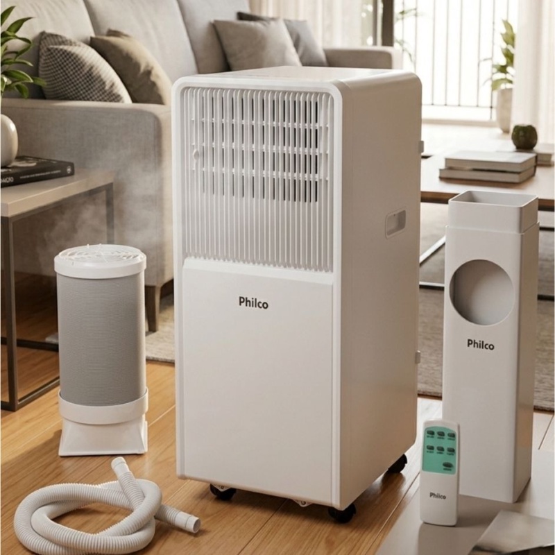 Ar-Condicionado Portátil Philco 10000 BTUs Quente e Frio 4 em 1 com Controle Remoto e Timer PAC10QN