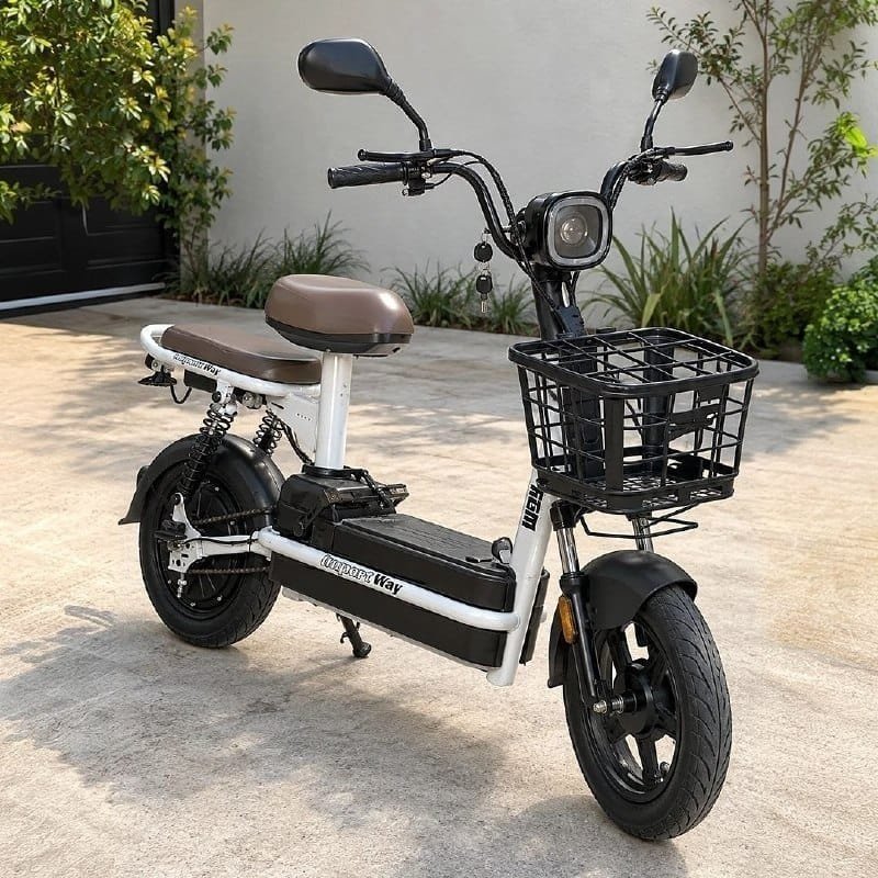 Bike Elétrica Scooter 48v 350w Bateria Removível Branca Top