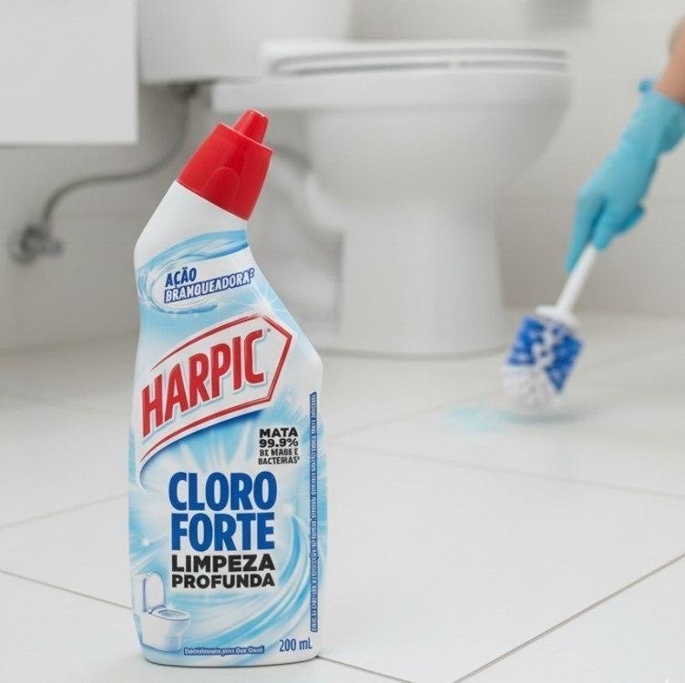 Harpic Cloro Forte, Desinfetante e Desodorizador Sanitário, 200ml