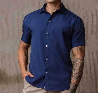 Camisa Social Masculina Gola Italiana Confortável (P ao XG)