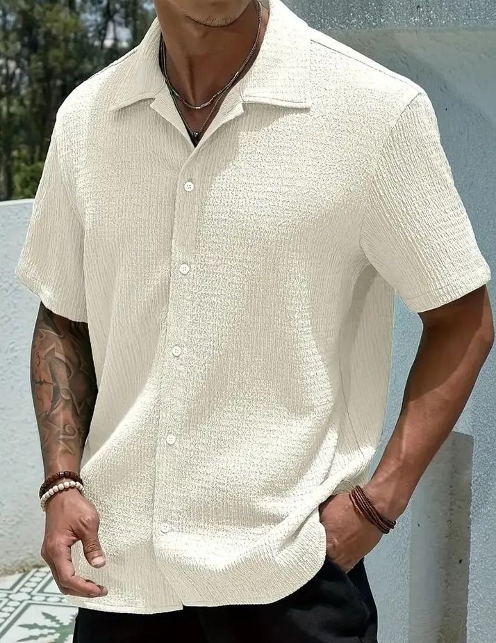 Camisa Casual Masculina Texturizada C/botões Old Money (P ao GG)