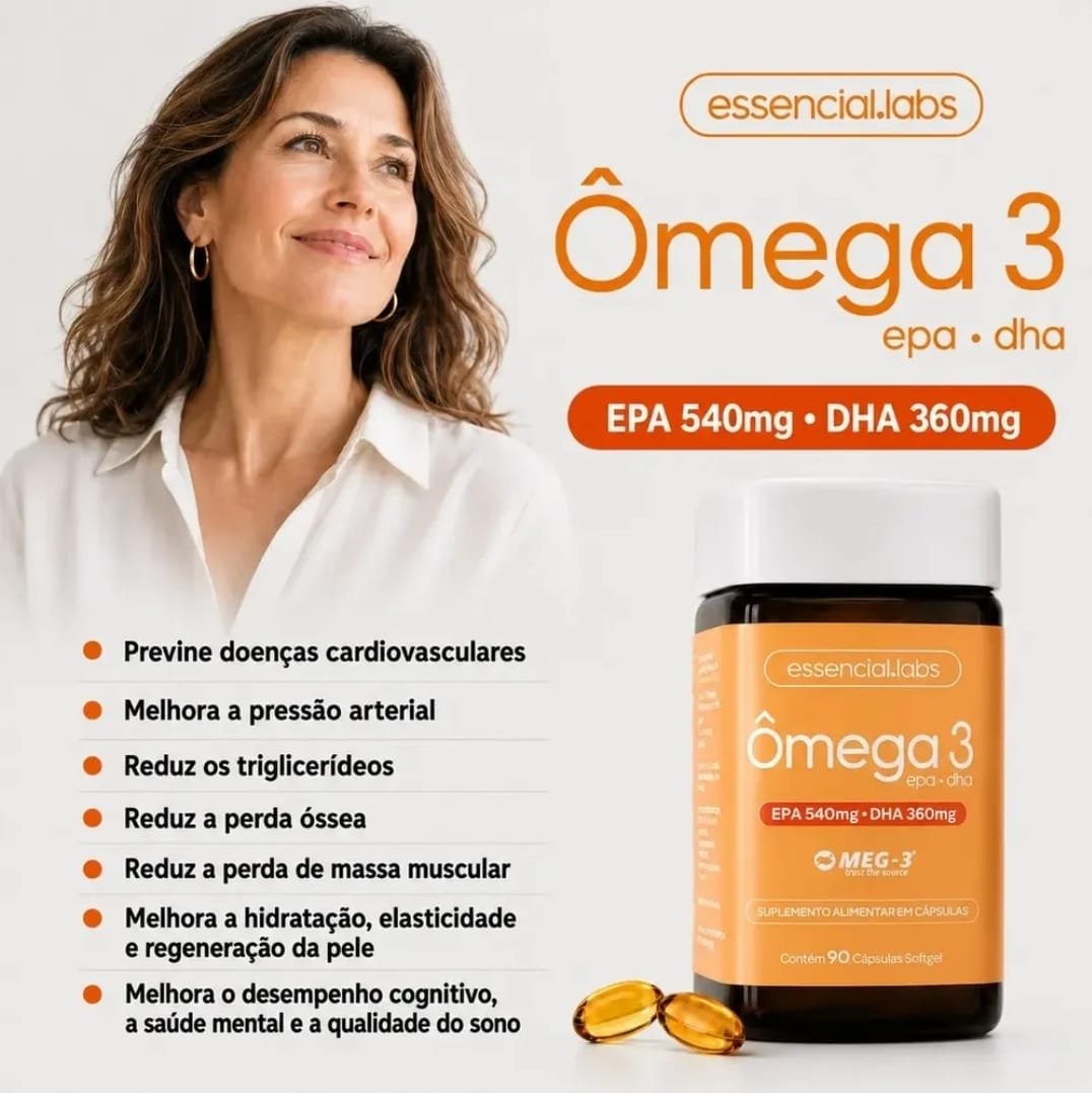 ÔMEGA 3 EPA DHA 1000mg com Selo MEG-3® - 90 Cápsulas Softgel - 100% Puro com Tecnologia Avançada e Alta Biodisponibilidade