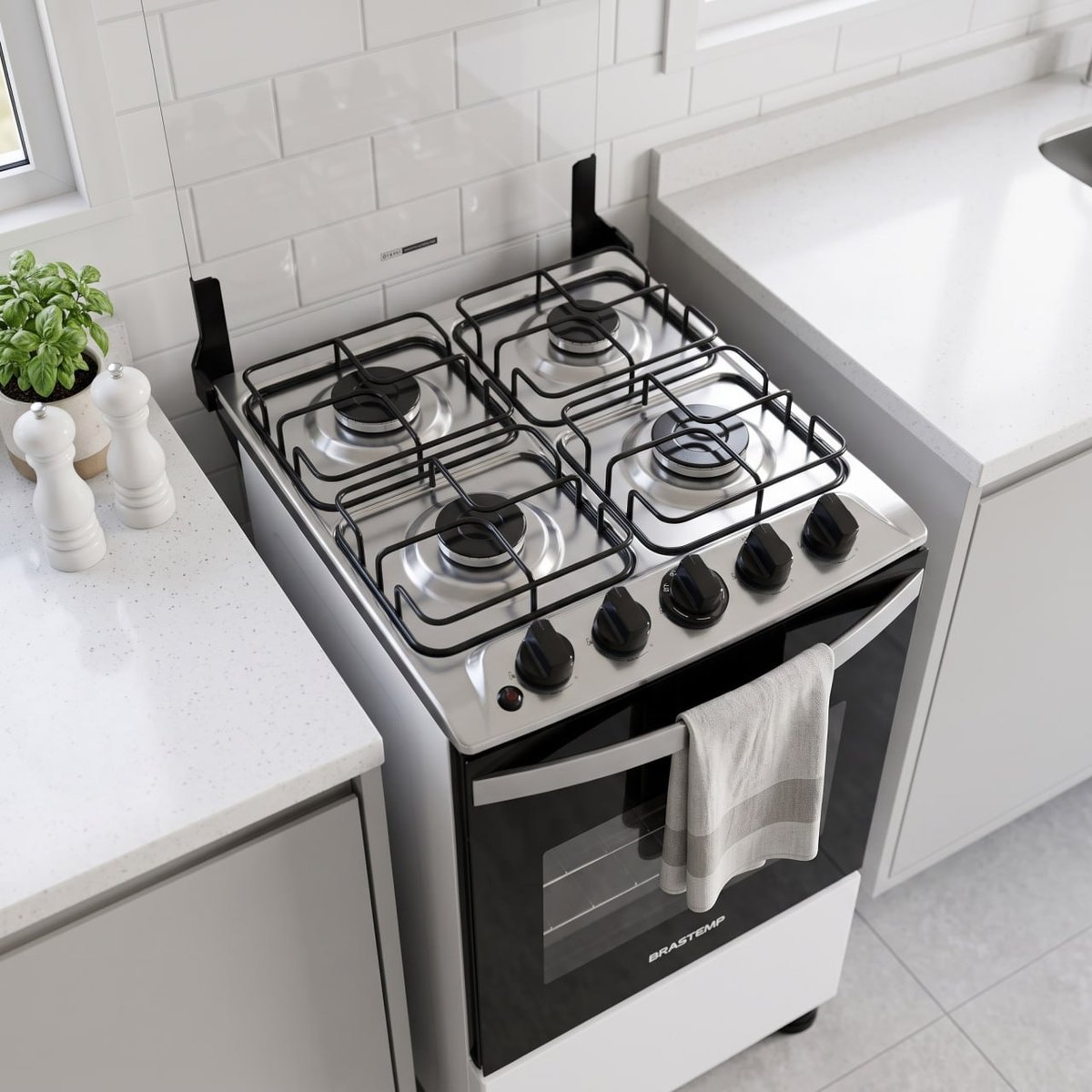 Fogão 4 Bocas Acendimento Automático Clean Bfo4nbb Brastemp